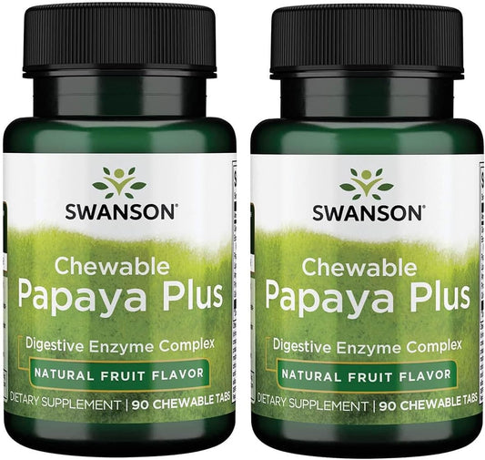 Swanson Chewable Papaya Plus Enzyme 90 Chwbls - Pack of 2