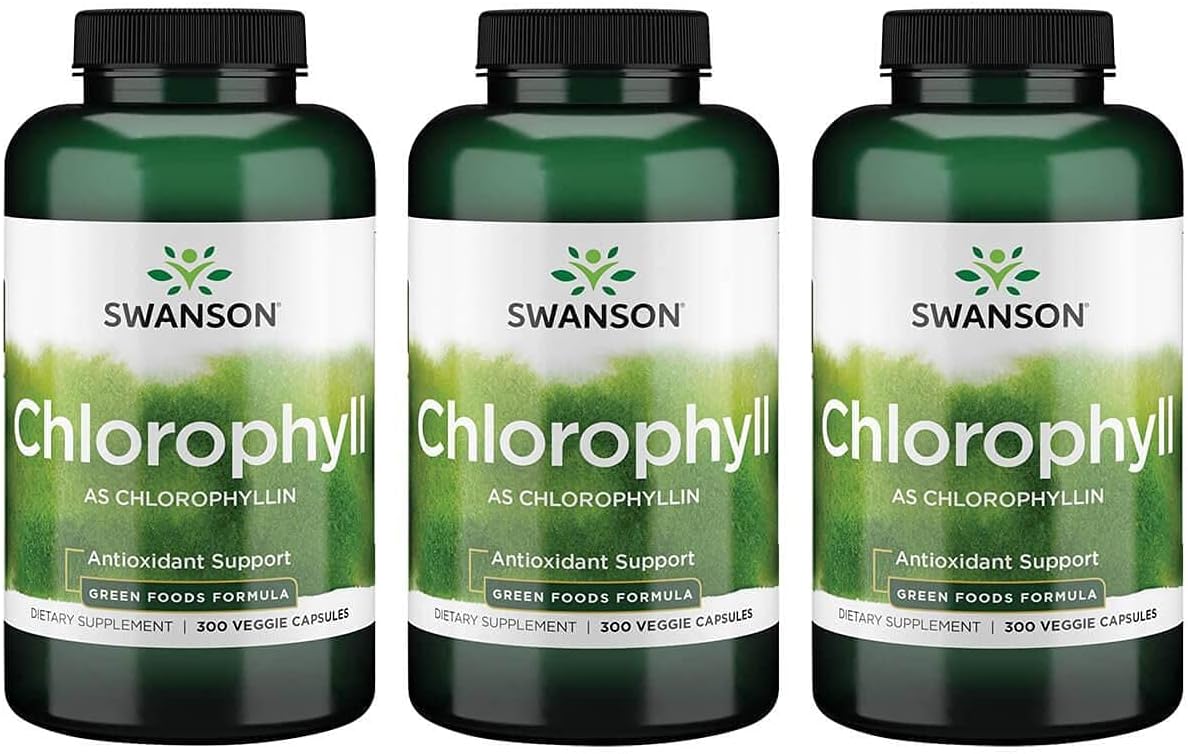 Swanson Chlorophyll 60mg 300 Veg Capsules - Pack of 3