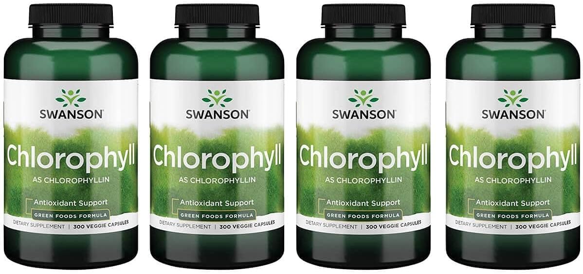Swanson Chlorophyll Capsules 60mg - 300 Veg Caps (4 Pack) for Detox & Digestive Health