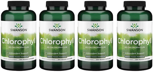 Swanson Chlorophyll Capsules 60mg - 300 Veg Caps (4 Pack) for Detox & Digestive Health