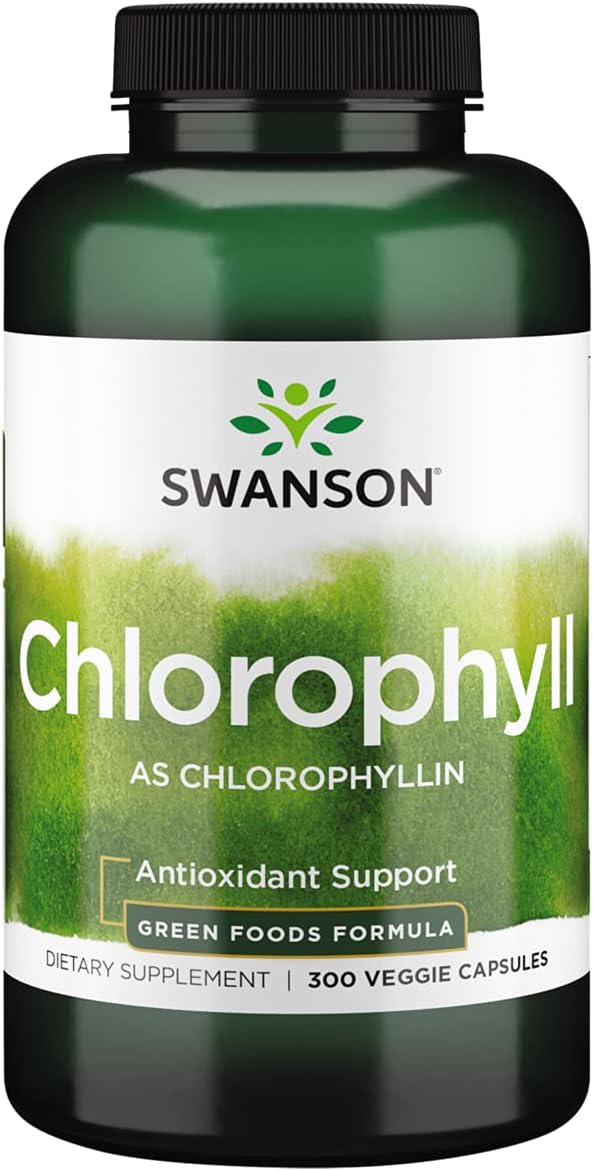Swanson Chlorophyll Supplement Capsules - 60mg, 300 Count - Organic Detox Support for Overall Health - Vegan-friendly Formula