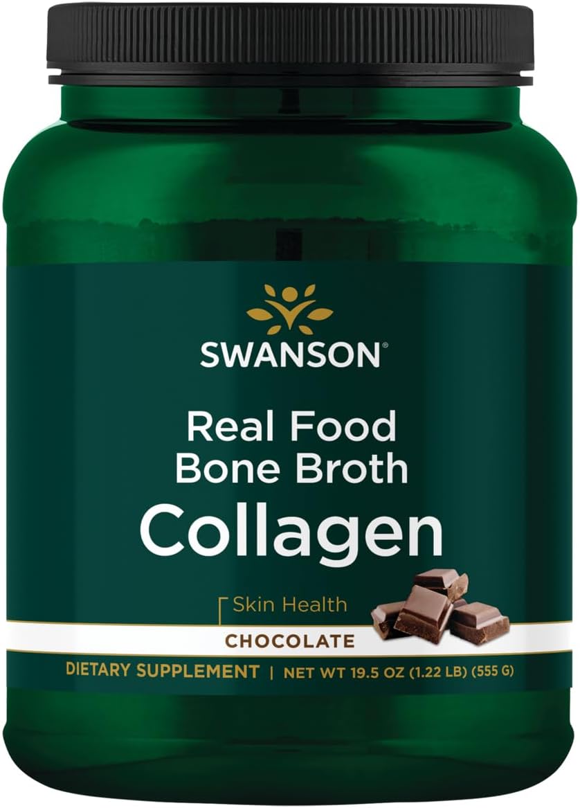 Swanson Chocolate Real Food Bone Broth Collagen Powder - 19.5 oz