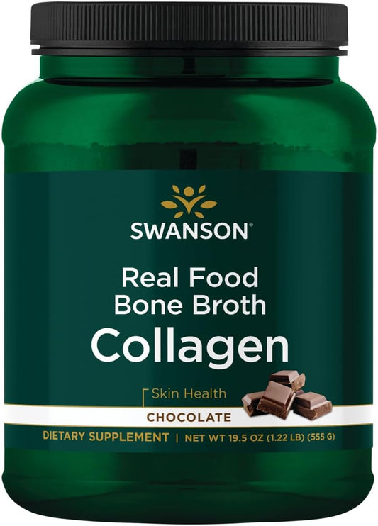 Swanson Chocolate Real Food Bone Broth Collagen Powder - 19.5 oz