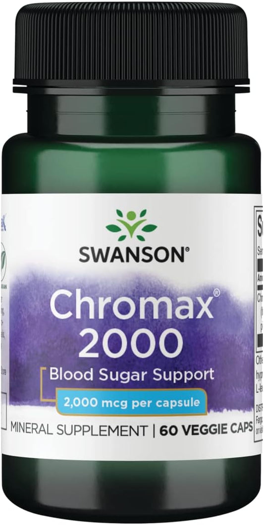 Swanson Chromax 2000mcg 60 Vegetarian Capsules - High Potency Chromium Supplement