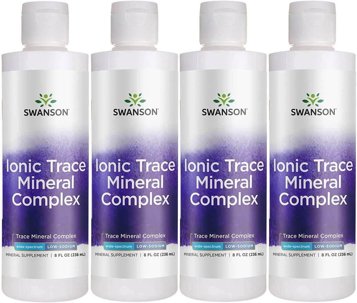 Swanson Concentrace Trace Mineral Drops 8oz - Complete Mineral Complex for Energy, Hydration, Electrolyte Balance - 72+ Ionic Minerals - Magnesium, Potassium, Calcium - 4 Pack