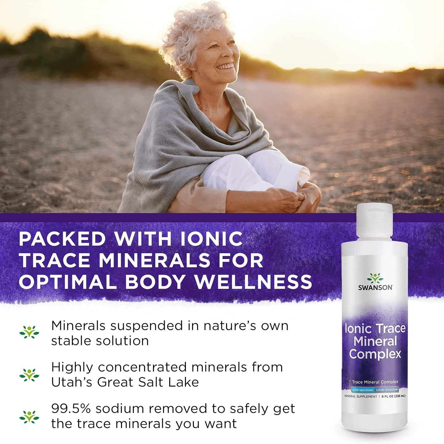 Swanson Concentrace Trace Mineral Drops 8oz - Complete Mineral Complex for Energy, Hydration, Electrolyte Balance - 72+ Ionic Minerals - Magnesium, Potassium, Calcium - 4 Pack