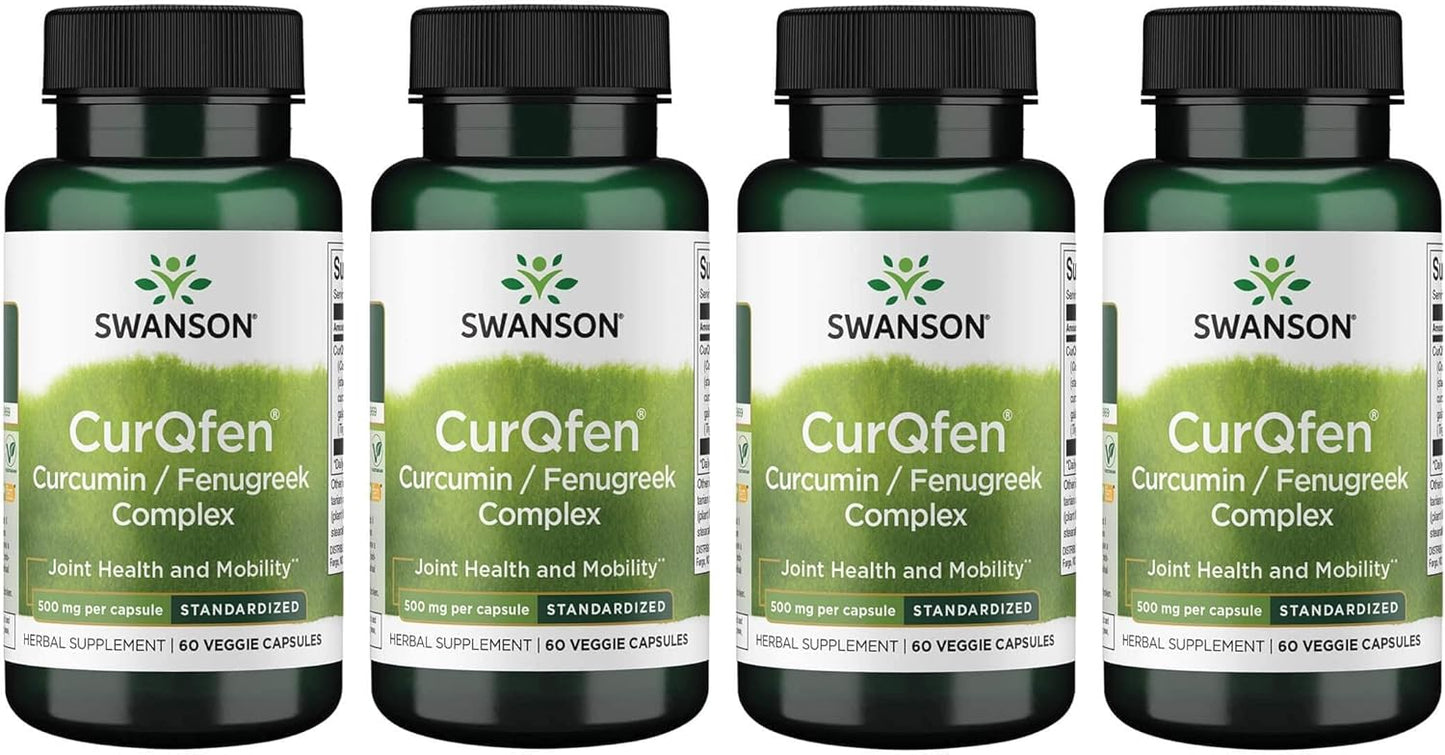 Swanson Curqfen Curcumin/Fenugreek Complex - 60 Veg Capsules (4 Pack) with Controlled Release Formula