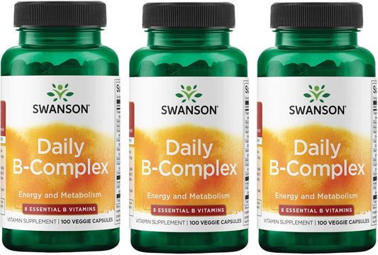 Swanson Daily B-Complex 100 Veg Caps - Pack of 3 for Daily Vitamin B Support