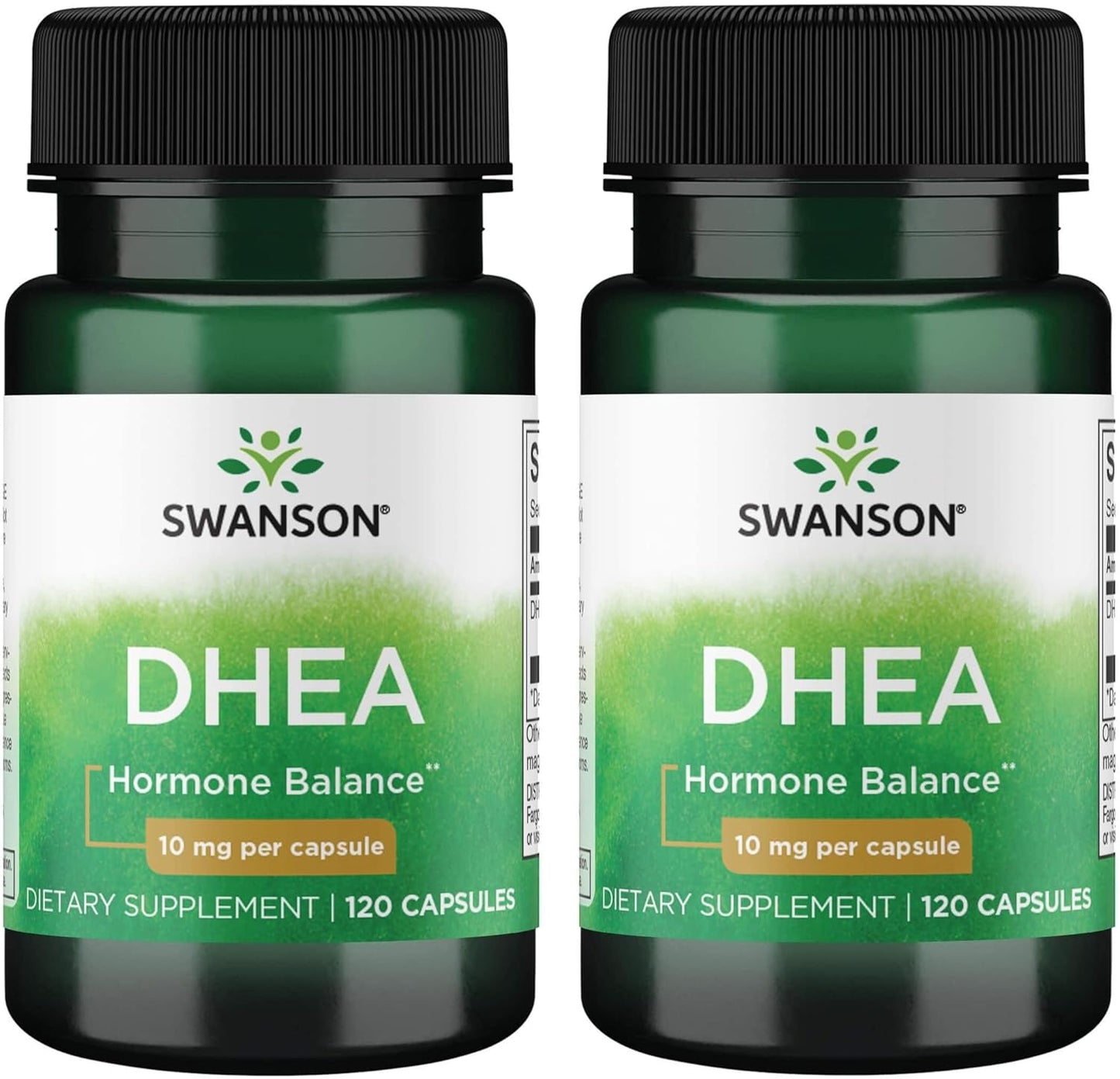 Swanson DHEA 10mg Capsules - Natural Hormone Balance Supplement - 2 Pack (120 Capsules Total)