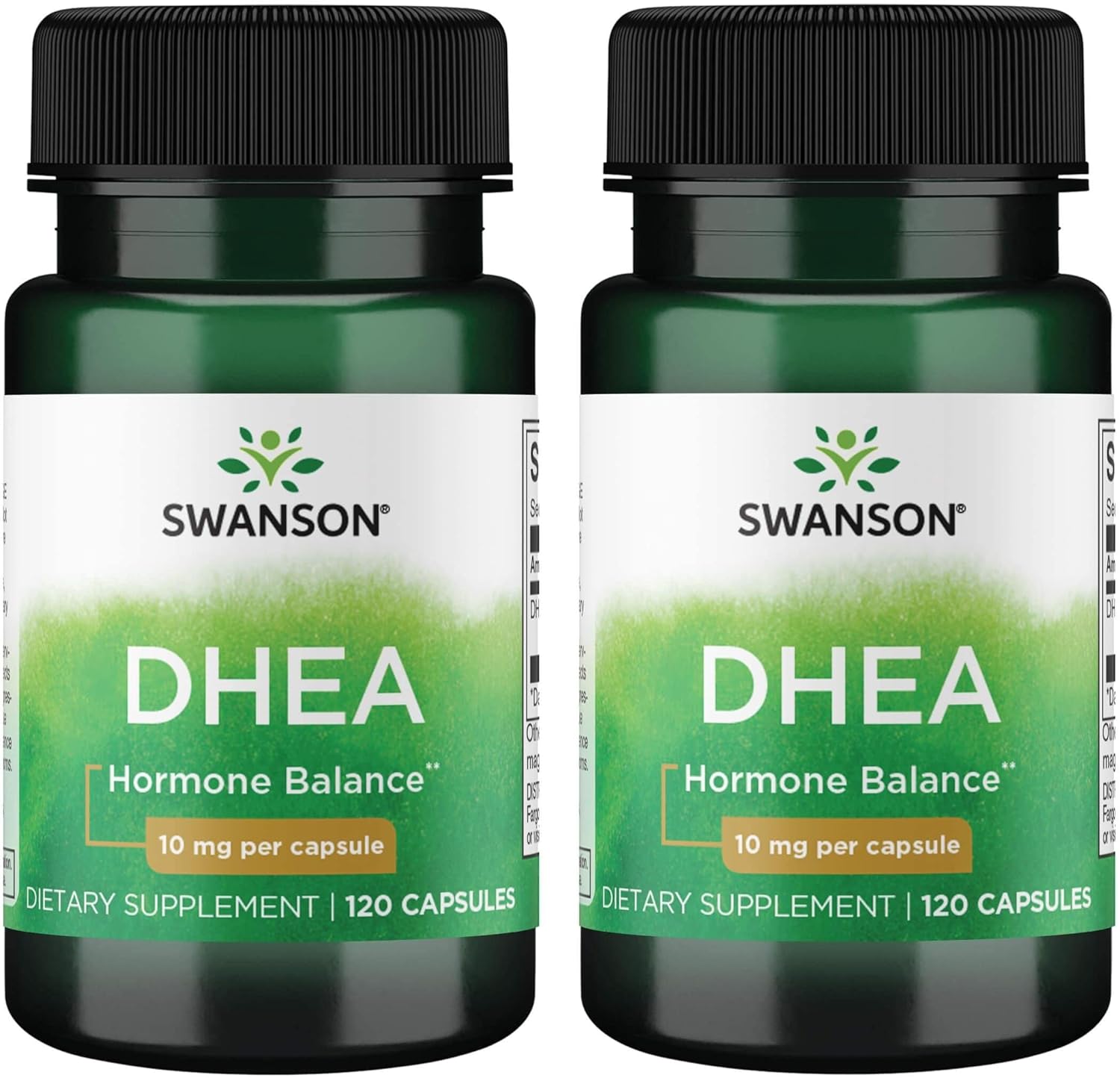 Swanson DHEA 10mg Capsules - Natural Hormone Balance Supplement - 2 Pack (120 Capsules Total)