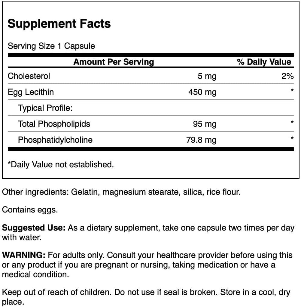 Swanson Egg Yolk Lecithin Capsules - Soy-Free Supplement (60 Count)