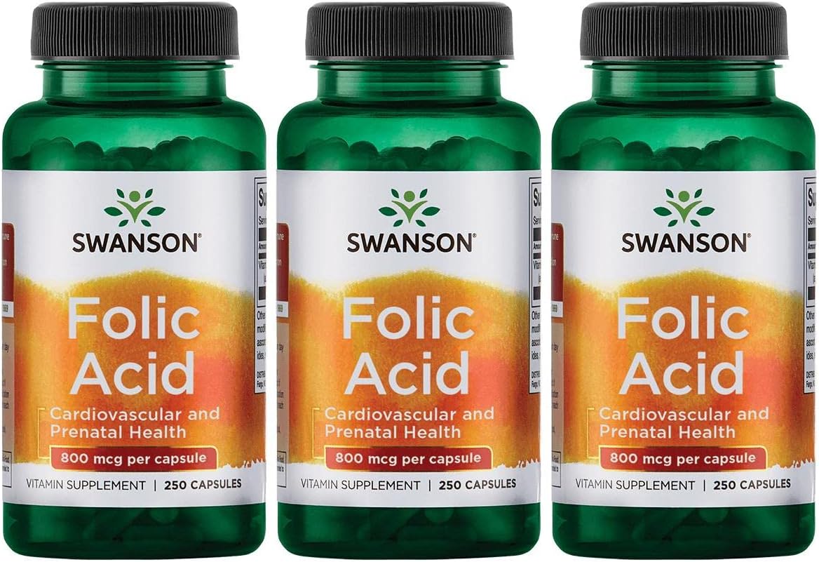Swanson Folic Acid 800 mcg (335 mcg DFE Folate) - 750 Capsules in Total