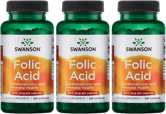 Swanson Folic Acid 800 mcg (335 mcg DFE Folate) - 750 Capsules in Total