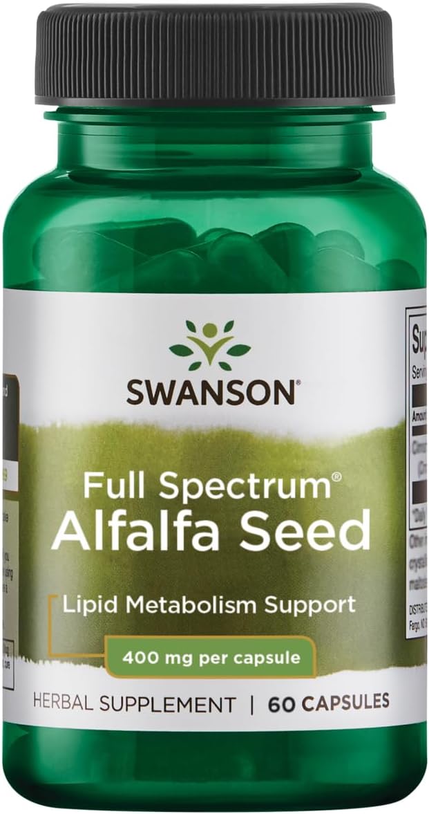 Swanson Full Spectrum Alfalfa Seed Capsules - 400mg, 60 Count - Natural Herbal Supplement for Overall Wellness