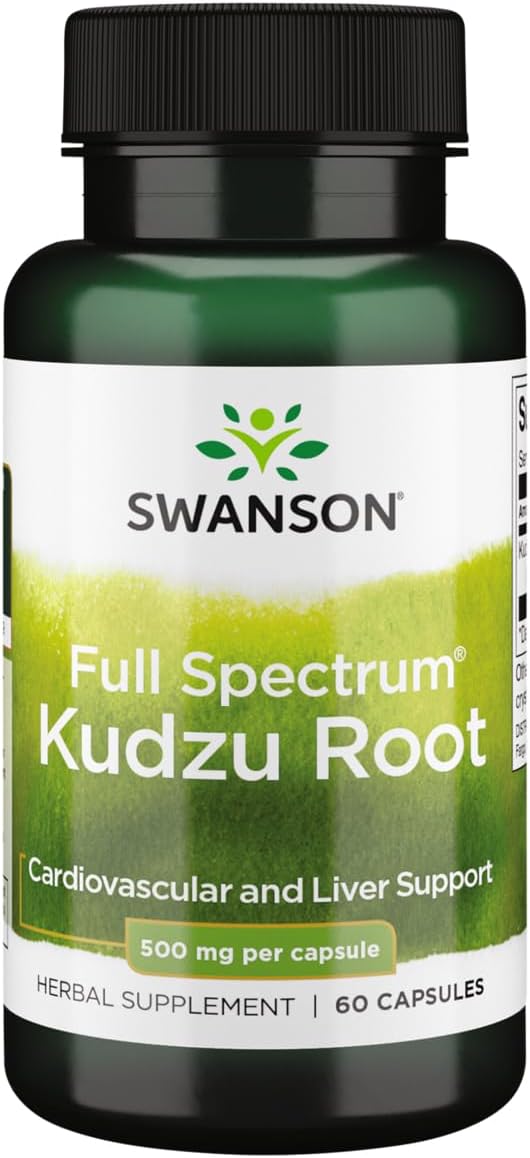 Swanson Full Spectrum Kudzu Root Capsules - Herbal Supplement for Heart & Liver Health - Promotes Healthy Blood Pressure & Cholesterol - 60ct, 500mg