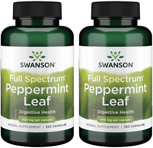 Swanson Full Spectrum Peppermint Leaf Capsules - 400mg, 120 Count (2 Pack)