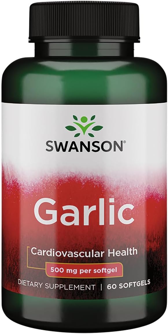 Swanson Garlic Supplement 500mg - 60 Softgels for Heart Health and Immune Support