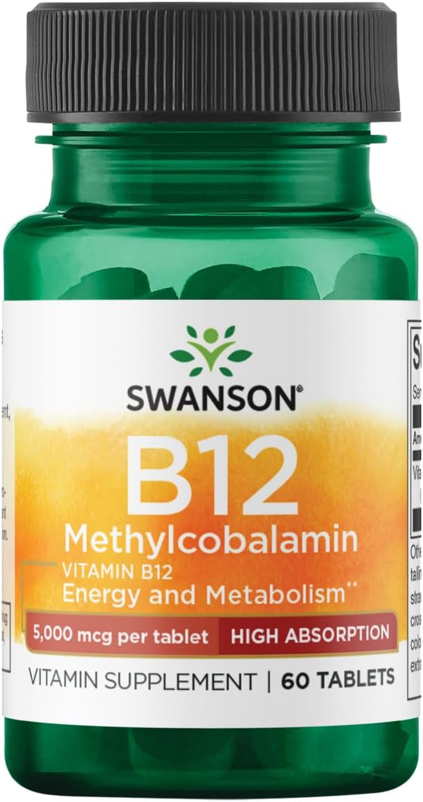 Swanson High Absorption Vitamin B-12 Methylcobalamin 5000 mcg Tablets - 60 Count