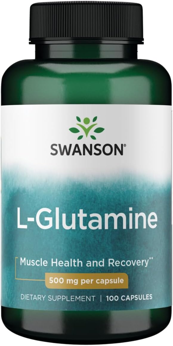Swanson L-Glutamine Amino Acid 500mg 100 Capsules - Dietary Supplement for Muscle Recovery and Immune Support