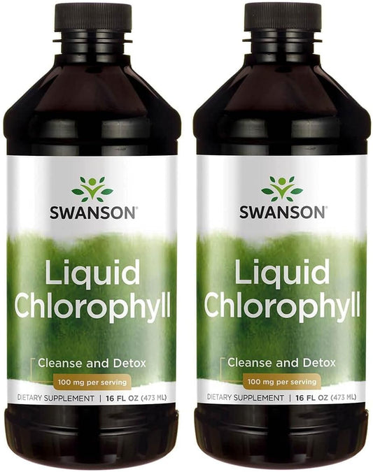 Swanson Liquid Chlorophyll - Alfalfa Leaf Derived, Immune Support & Natural Energy - 16 fl oz Bottle (2 Pack)