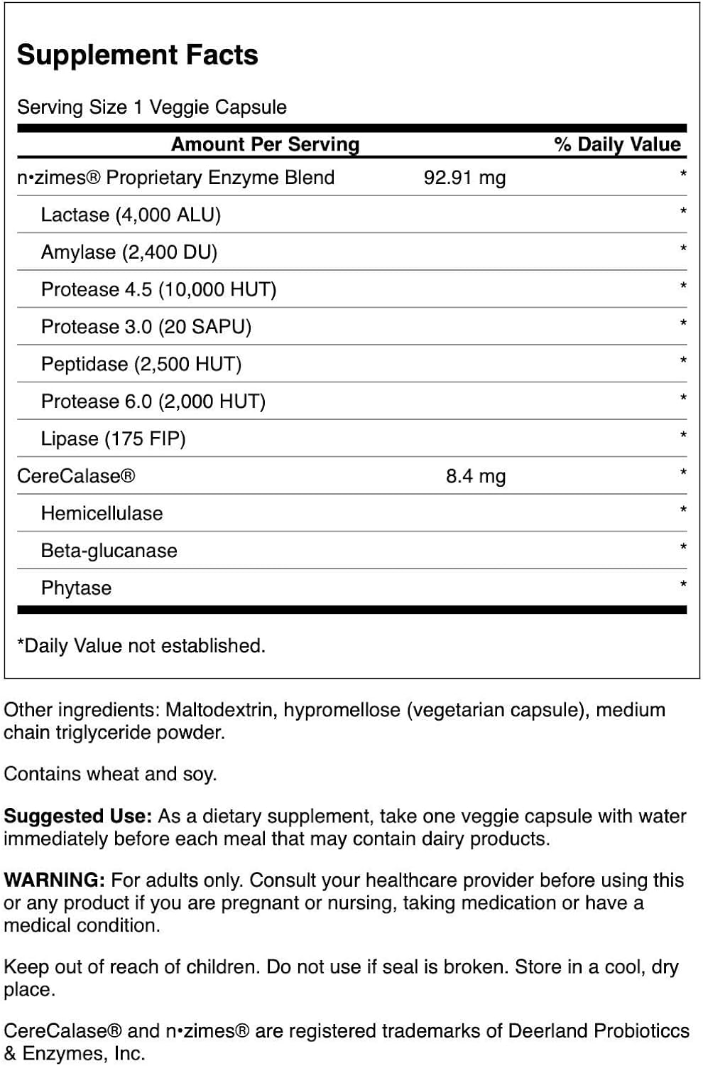 Swanson N-Zimes Dairy Enzyme Supplement - 90 Vegetarian Capsules