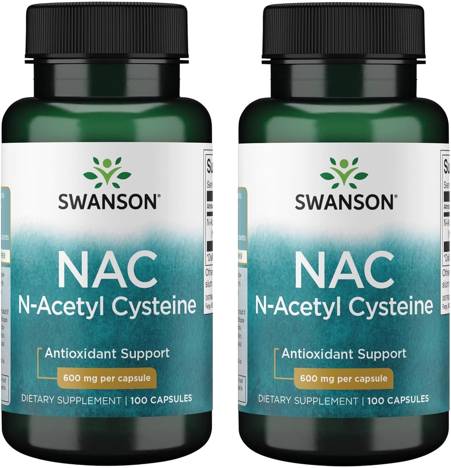 Swanson NAC N-Acetyl Cysteine Capsules - 600 mg for Antioxidant & Cellular Health (200 Ct) - Pack of 2