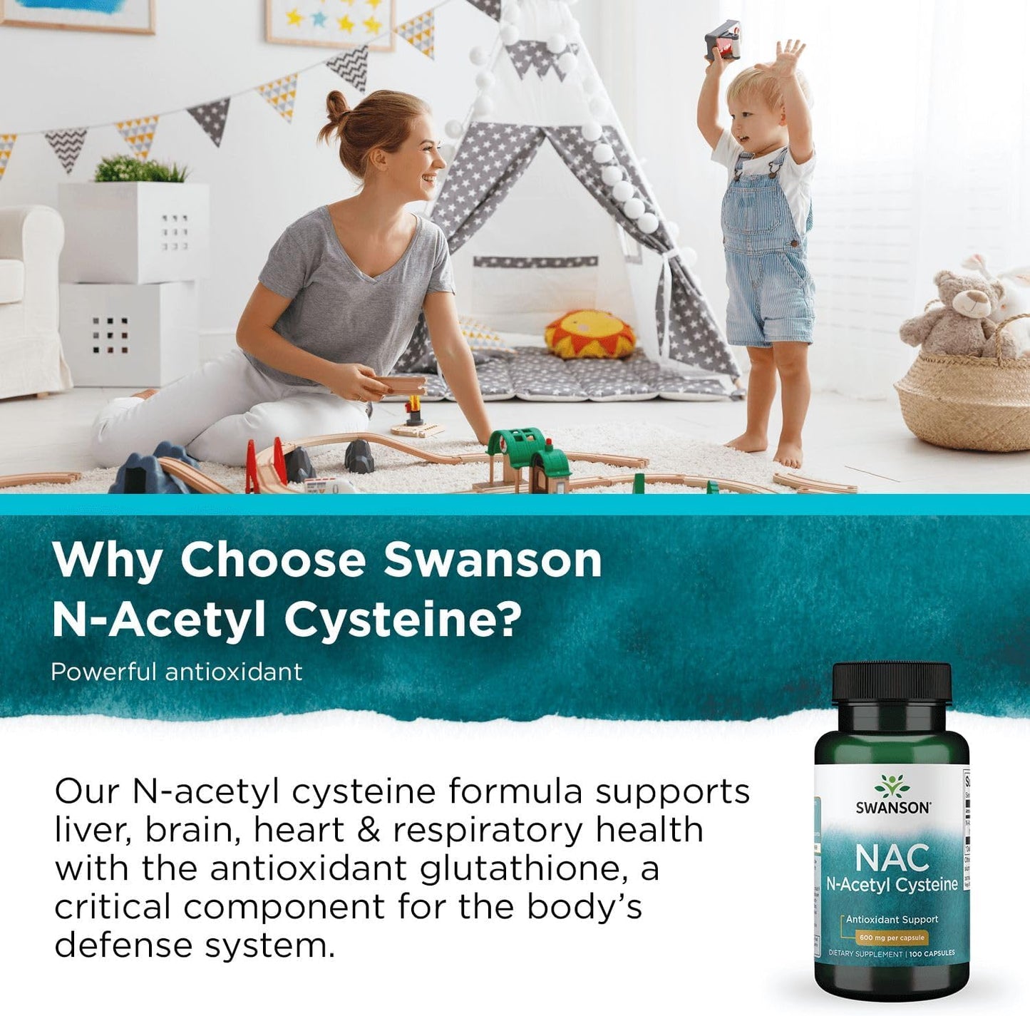 Swanson NAC N-Acetyl Cysteine Capsules - 600 mg for Antioxidant & Cellular Health (200 Ct) - Pack of 2
