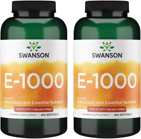 Swanson Natural Vitamin E 1000 IU (671.10 mg) Softgels - 500 Count (2 Pack)