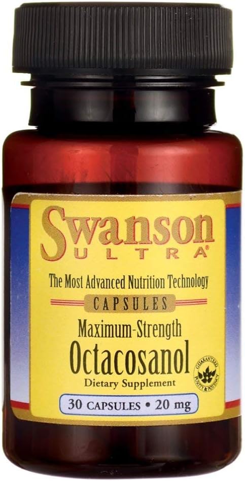 Swanson Octacosanol 20mg Capsules - Maximum Strength Formula for Energy Support (30 Count)