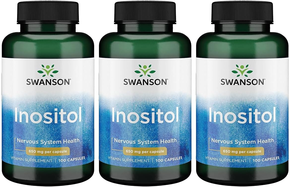 Swanson Premium Brand Inositol 650mg 100 Capsules - Pack of 3