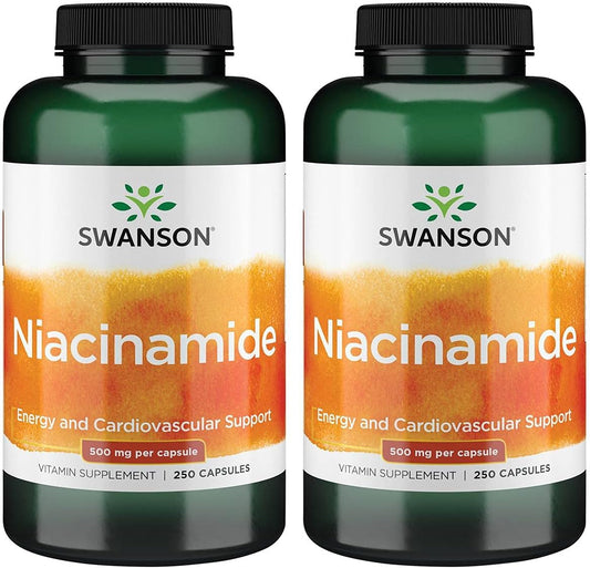 Swanson Premium Brand Niacinamide 500 mg 250 Capsules - Double Pack for Enhanced Benefits
