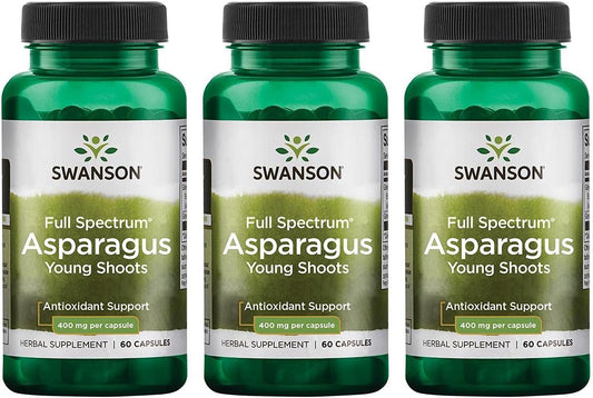 Swanson Premium Full Spectrum Asparagus Young Shoots Capsules 400mg - 180 Capsules - Pack of 3