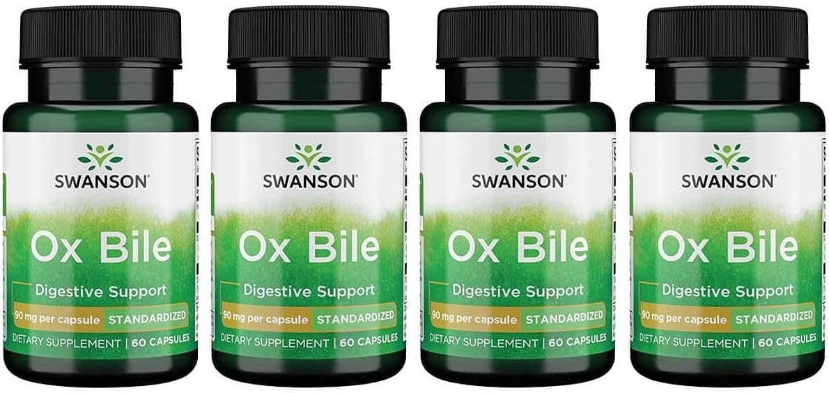 Swanson Premium Ox Bile 90 mg Capsules - 4 Pack