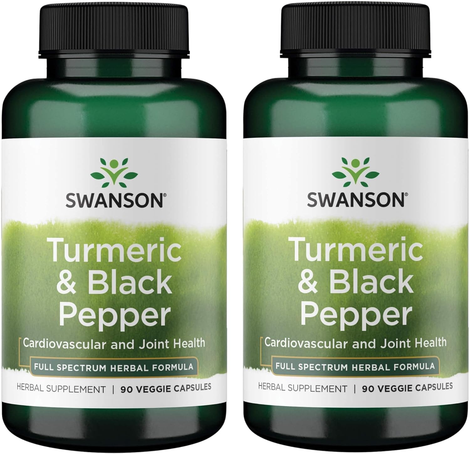 Swanson Premium Turmeric and Black Pepper Capsules - Antioxidant and Joint Support - 90 Veg Capsules (2 Pack)
