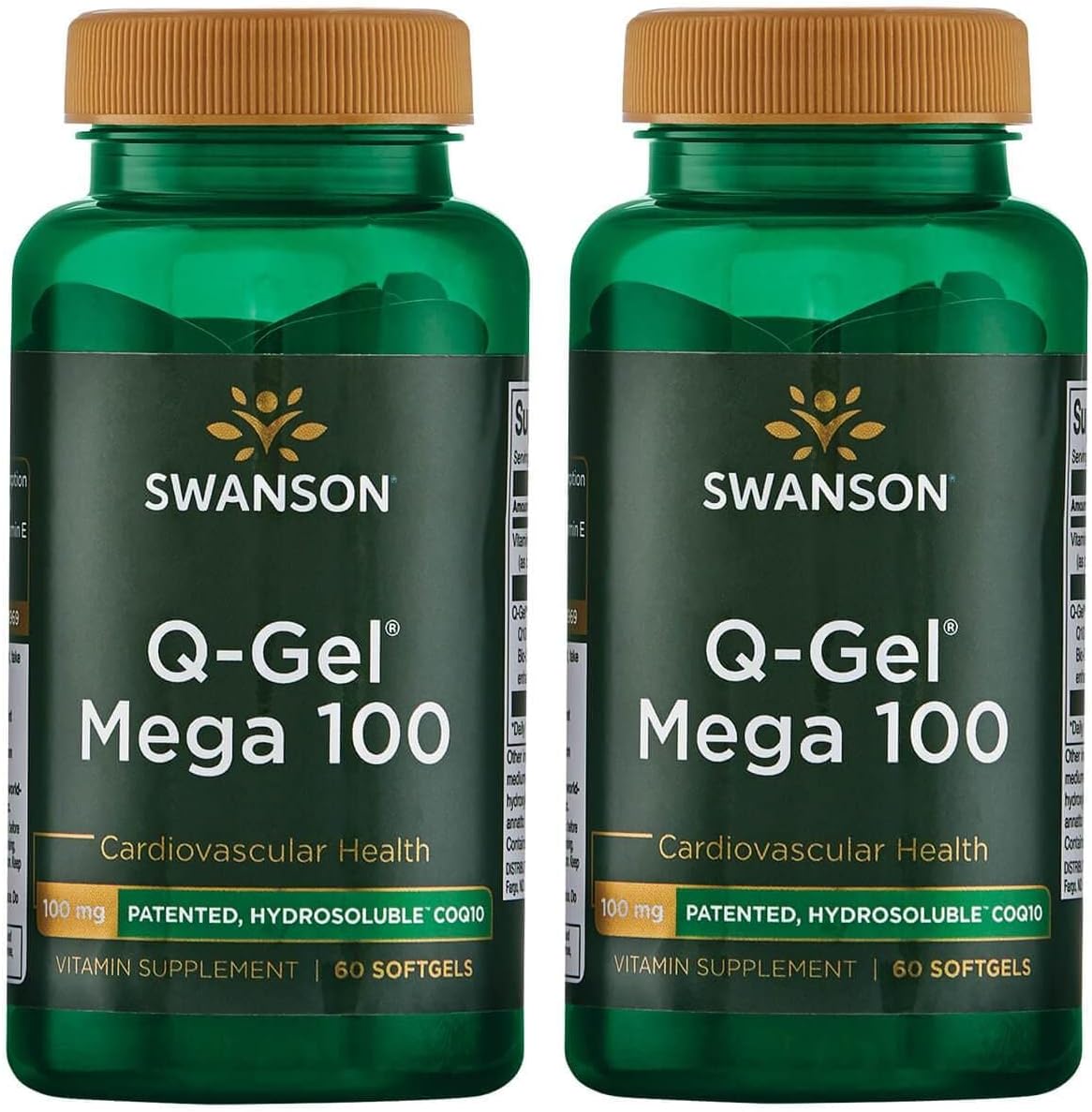 Swanson Q-Gel Mega 100 - 60 Softgels x 2 Packs - 100mg Antioxidant CoQ10 Supplement