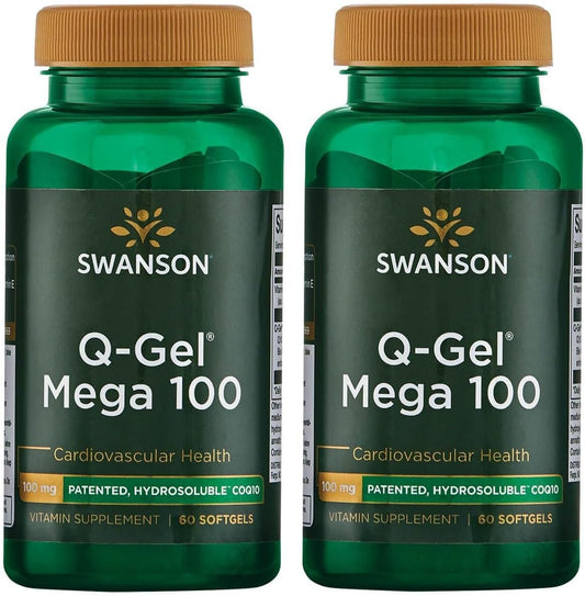 Swanson Q-Gel Mega 100 - 60 Softgels x 2 Packs - 100mg Antioxidant CoQ10 Supplement