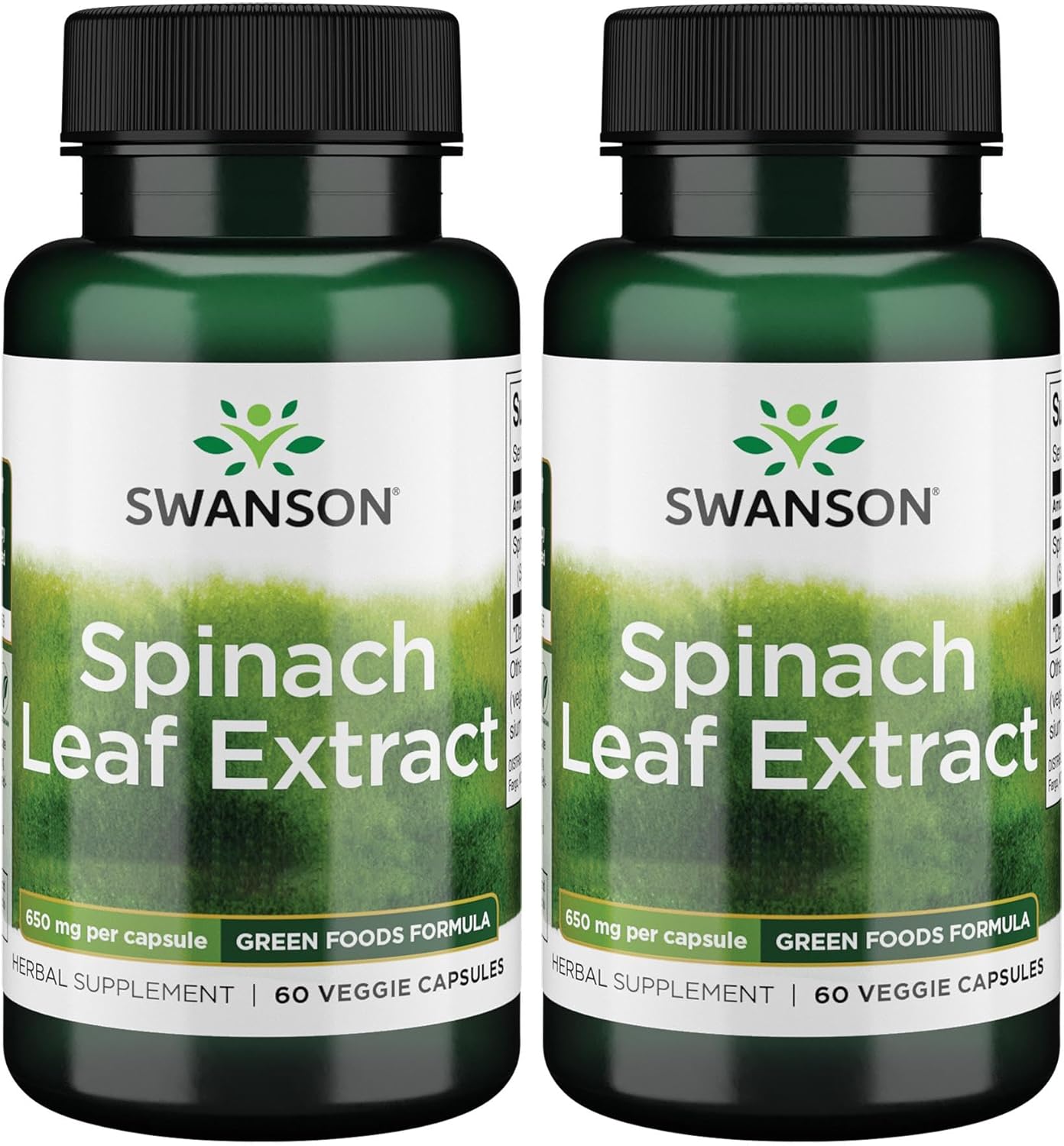 Swanson Spinach Leaf Extract Capsules - Herbal Supplement for Overall Health - Green Foods Formula with Thylakoids & Chlorophyll - 2 Pack of 60 Veggie Capsules