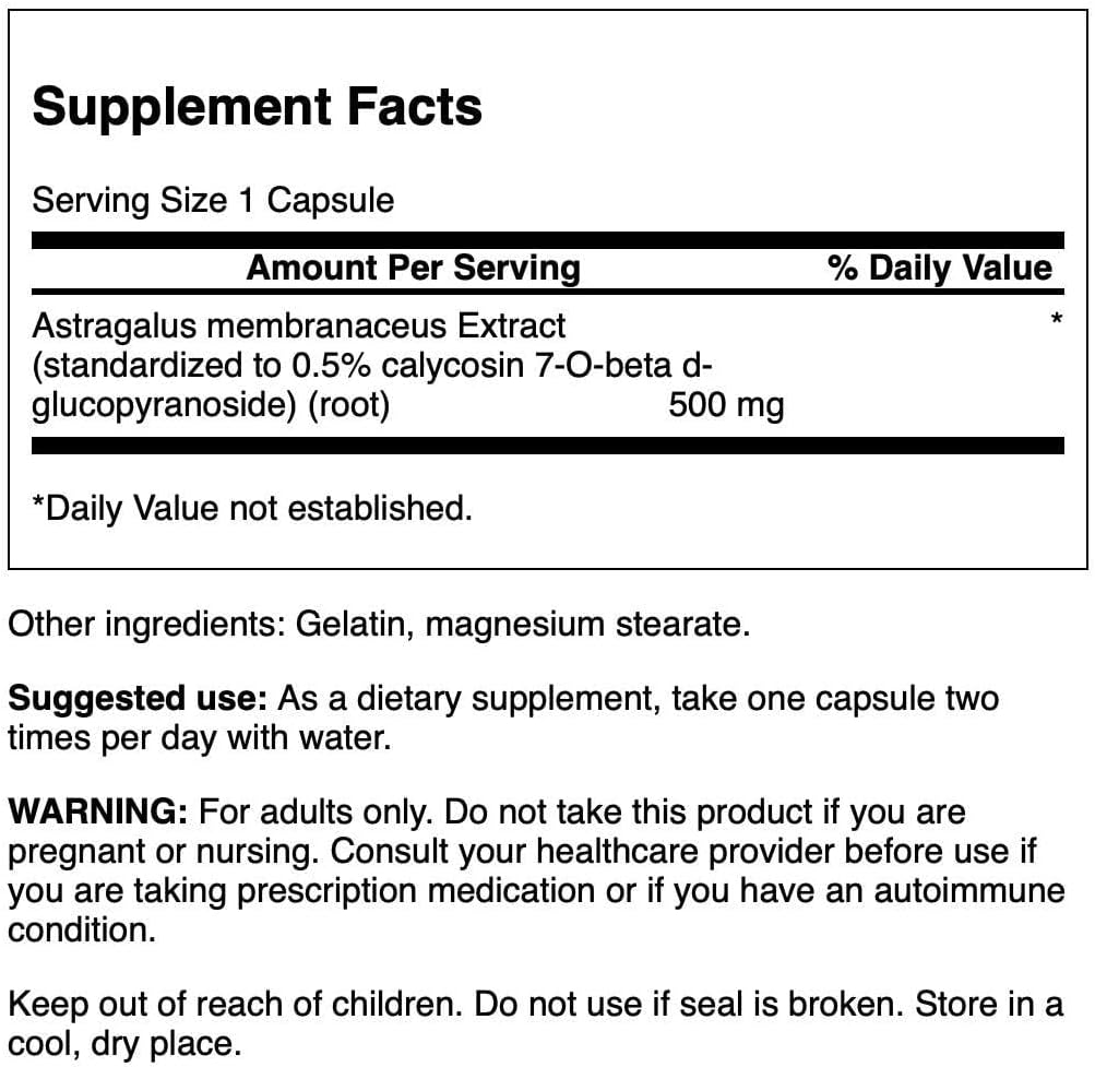 Swanson Standardized Astragalus 500mg Capsules - 120 Count