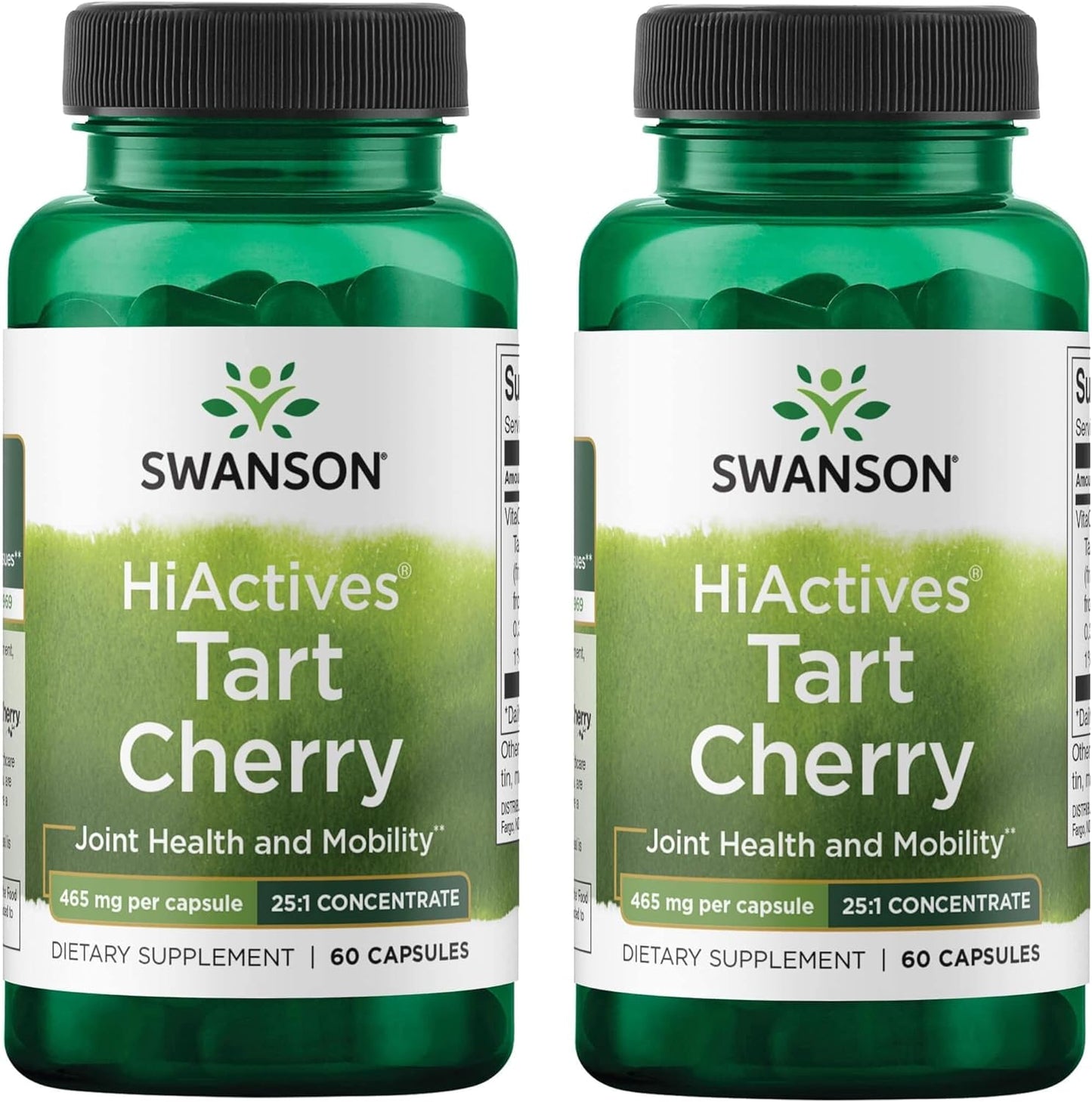Swanson Tart Cherry Capsules - Joint Health Support Supplement - Enhances Flexibility, Mobility & Collagen Strength - 60 Capsules x 465mg (2 Pack)