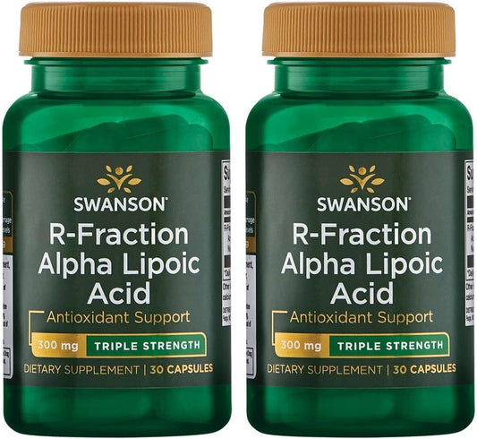 Swanson Triple Strength R-Fraction Alpha Lipoic Acid Capsules - Supports Healthy Blood Pressure & Provides Key Nutrients - 2 Pack of 30 Capsules (300mg Each)