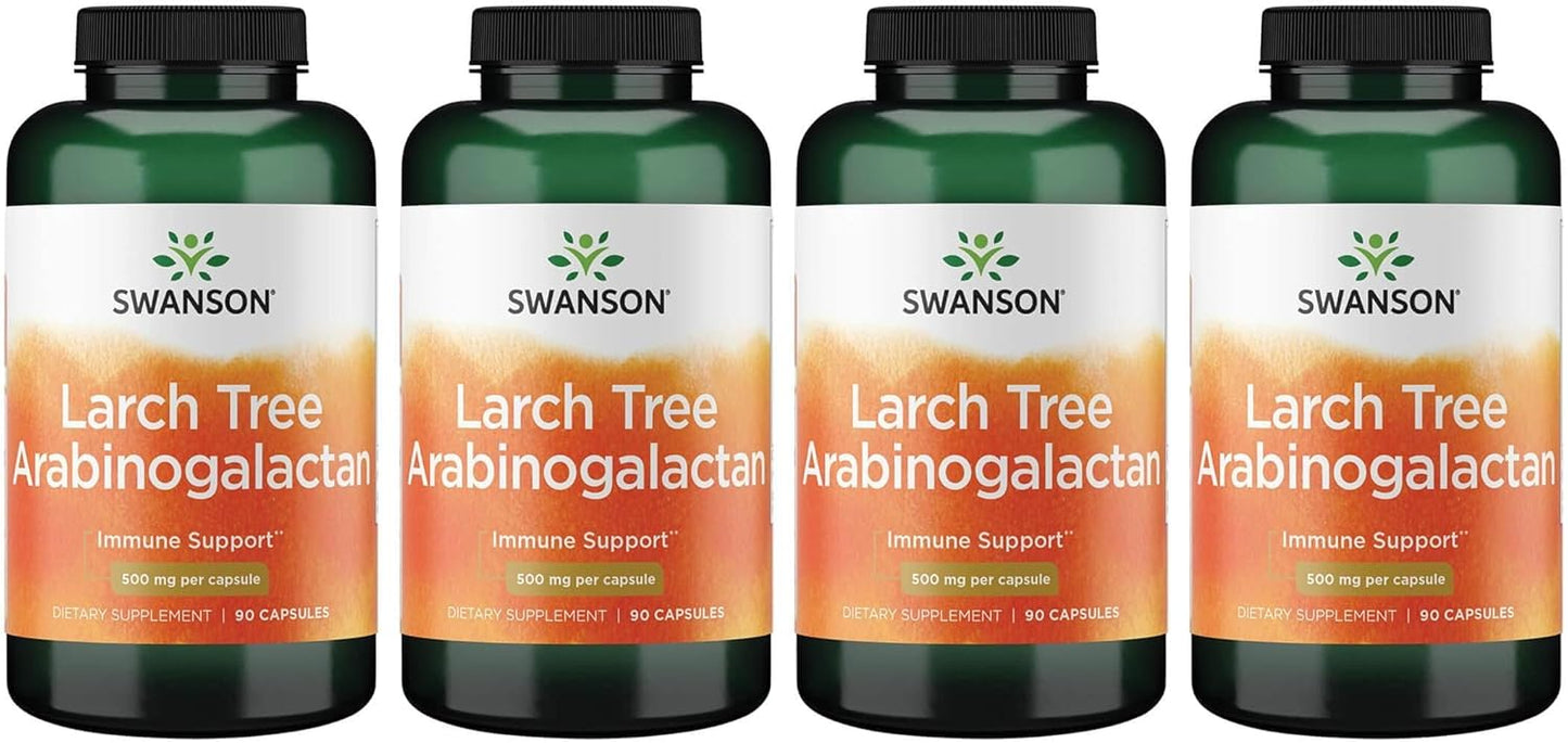 Swanson Ultra Larch Tree Arabinogalactan 500 mg Capsules, 90 Count, Pack of 4