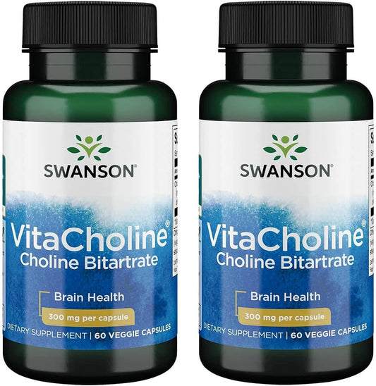 Swanson Ultra Vitacholine Choline Bitartrate 300mg - 2 Pack of 60 Veg Capsules