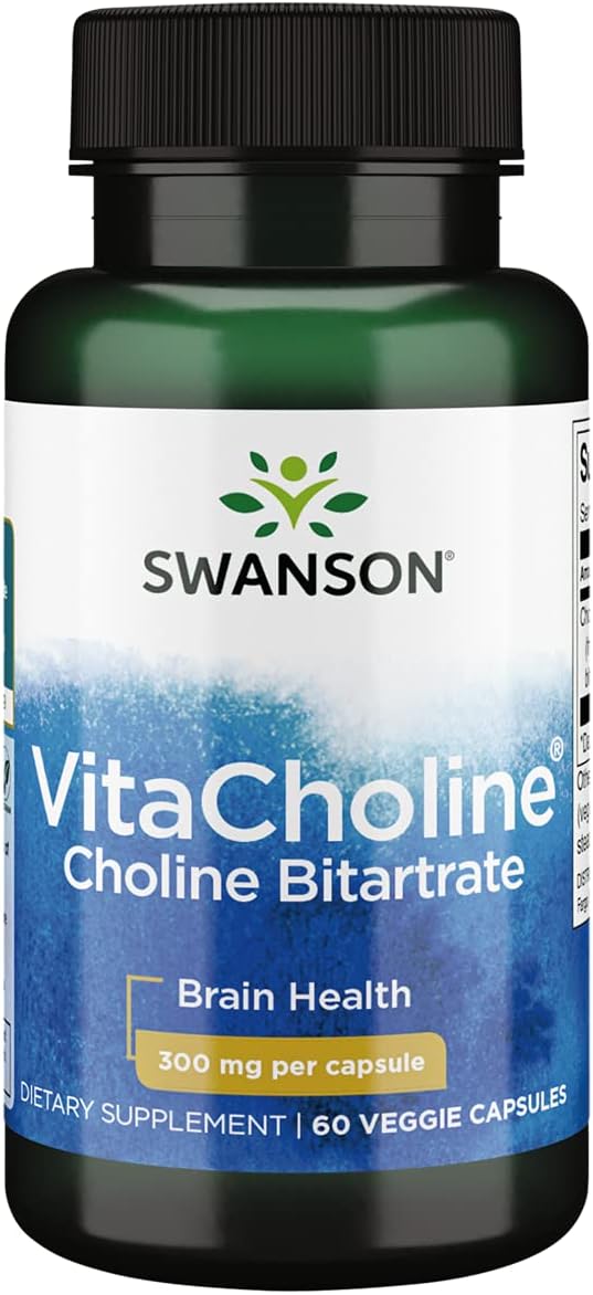 Swanson Vitacholine 300mg 60 Veg Capsules - Dietary Supplement for Cognitive Health and Liver Support