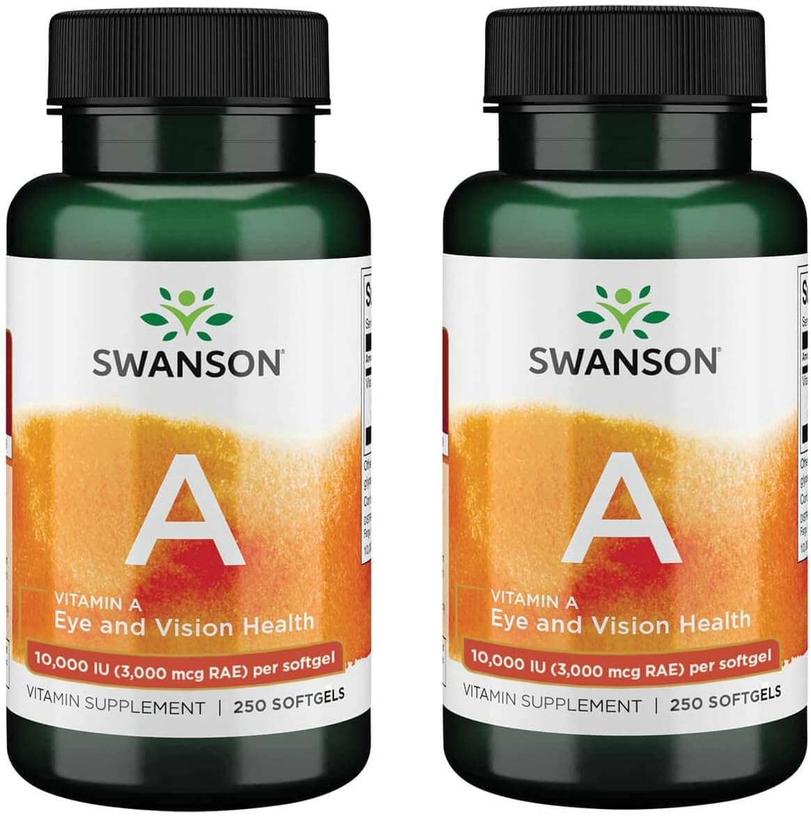 Swanson Vitamin A 10,000 IU Softgels for Bone, Skin, Vision & Immune Health - High Absorption 250 Softgels (2 Pack)