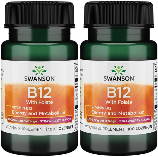 Swanson Vitamin B-12 1000 mcg Lozenges - 200 Count, Pack of 2
