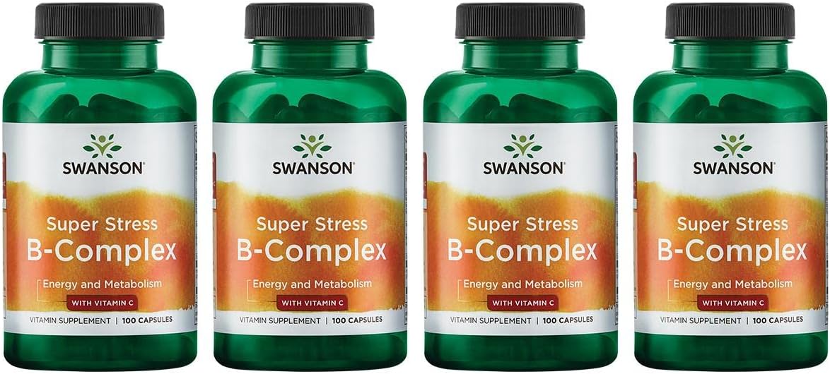 Swanson Vitamin B-Complex with Vitamin C Capsules - Natural Stress Relief & Energy Support - Immune & Nervous Health Aid - 400 Capsules