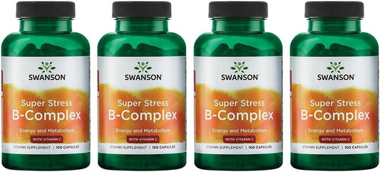 Swanson Vitamin B-Complex with Vitamin C Capsules - Natural Stress Relief & Energy Support - Immune & Nervous Health Aid - 400 Capsules