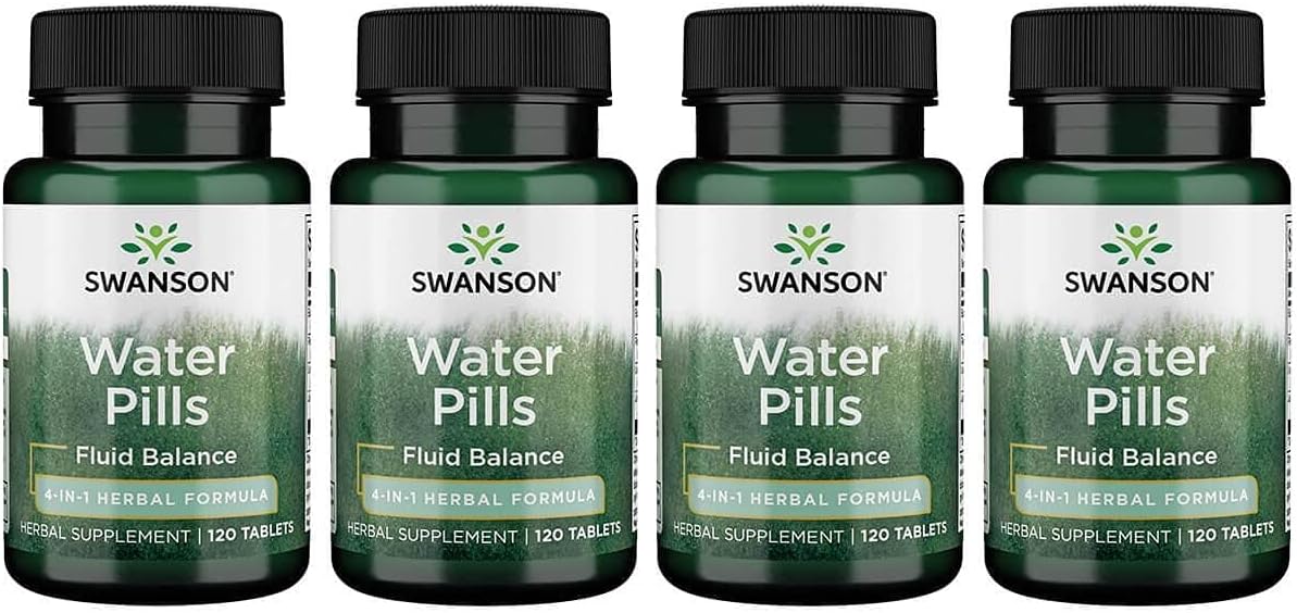Swanson Water Pills 480 Tablets, Natural Diuretic Supplement Pack of 4
