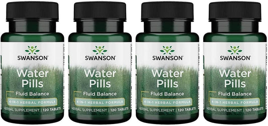 Swanson Water Pills 480 Tablets, Natural Diuretic Supplement Pack of 4