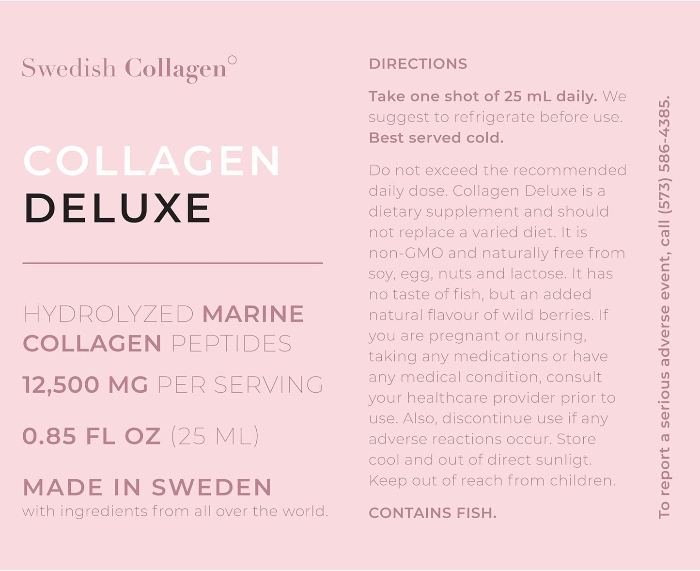 Swedish Collagen Deluxe Bundle - 30 Shots x 2, 8-Week Supply, 12500mg Marine Collagen, Hyaluronic Acid, Biotin, Vitamin C, Sugar-Free